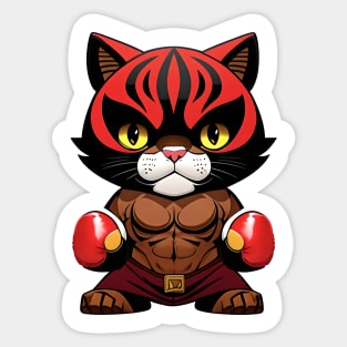 Cat boxer in red gloves Sticker